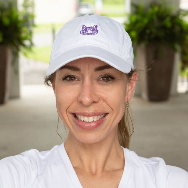 Cappello da baseball Go Get em Tiger bianco/viola taglia unica per la vendita all'ingrosso da parte di The Royal Standard