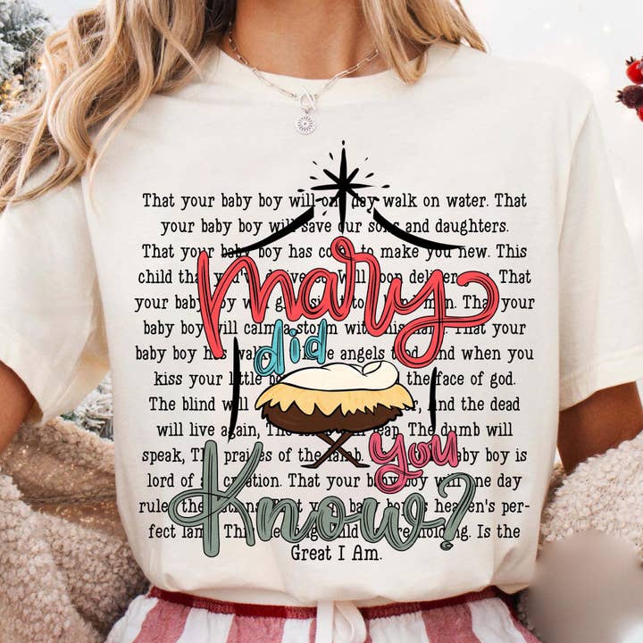 DLT Ecommerce - Wholesale T-Shirt (Graphic) - Women's - Preppy Mary Did You Know Shirt, Bible Verse Xmas Sweatshirt 2