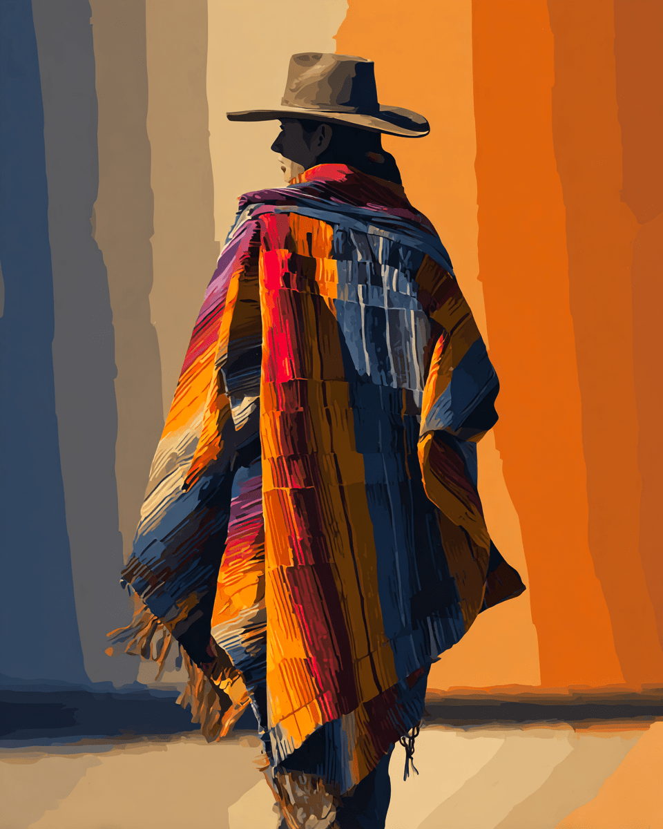 Mowbi - Wholesale Art Print - Hombre en Poncho American Southwest Art - 8"x10" Artwork for 11"x14" Frame0