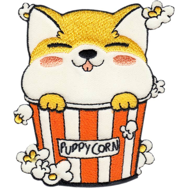 Patch - Puppycorn - Corgi Dog, Popcorn by Tobe Fonseca Funny for wholesale by Square Deal Recordings & Supplies