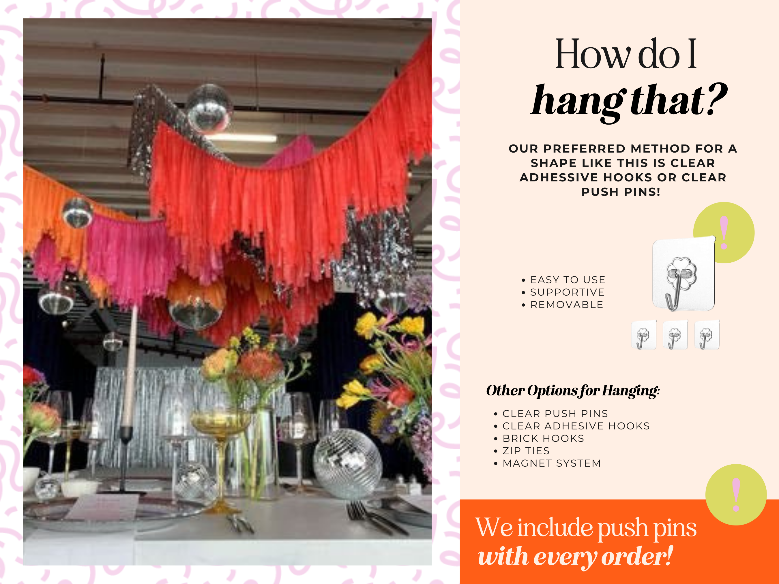 Oh My Darling Party Co - Wholesale Bunting/Garland - Custom Aerial Ceiling Fringe Strand10