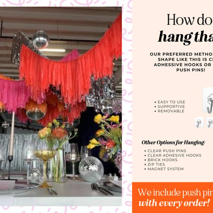 Oh My Darling Party Co - Wholesale Bunting/Garland - Custom Aerial Ceiling Fringe Strand10