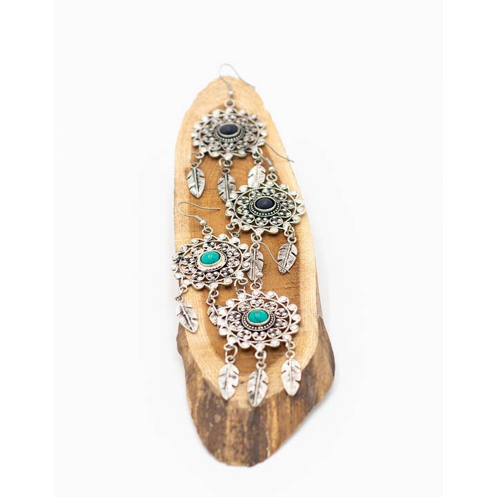 Kimago Look - Wholesale Dangle Earrings - Handmade brass earrings with mineral stone and design