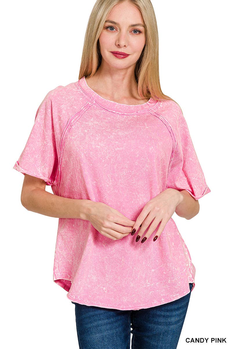 42POPS - Vendita all'ingrosso Maglietta - Donna - ",....Magliette a maniche raglan lavate con effetto stropicciato e toppa posteriore2