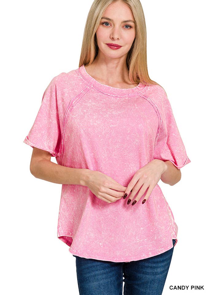 42POPS - Wholesale T-shirt – women's - ",....Back Patch Crinkle Washed Raglan Sleeve Tshirts2