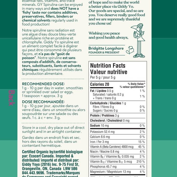 Giddy Yo - Wholesale Protein/superfood powder - Spirulina Powder - Organic1