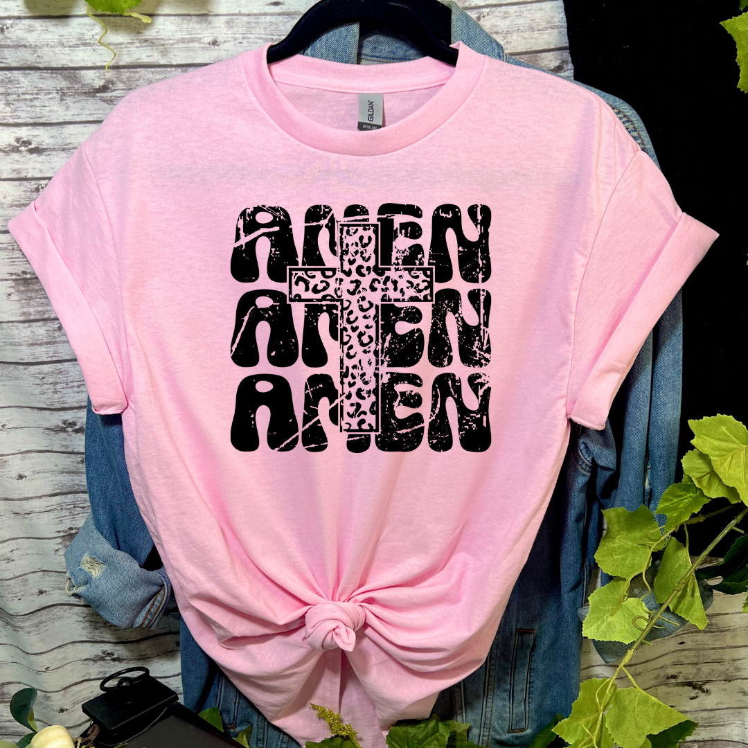 Glidan Pink Amen Amen Amen T-shirt for wholesale on Faire1