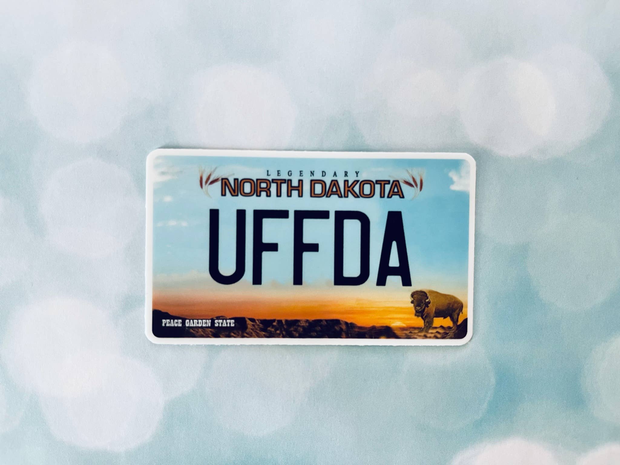 Beckamade - Wholesale Sticker - North Dakota Plate Uffda  Sticker1