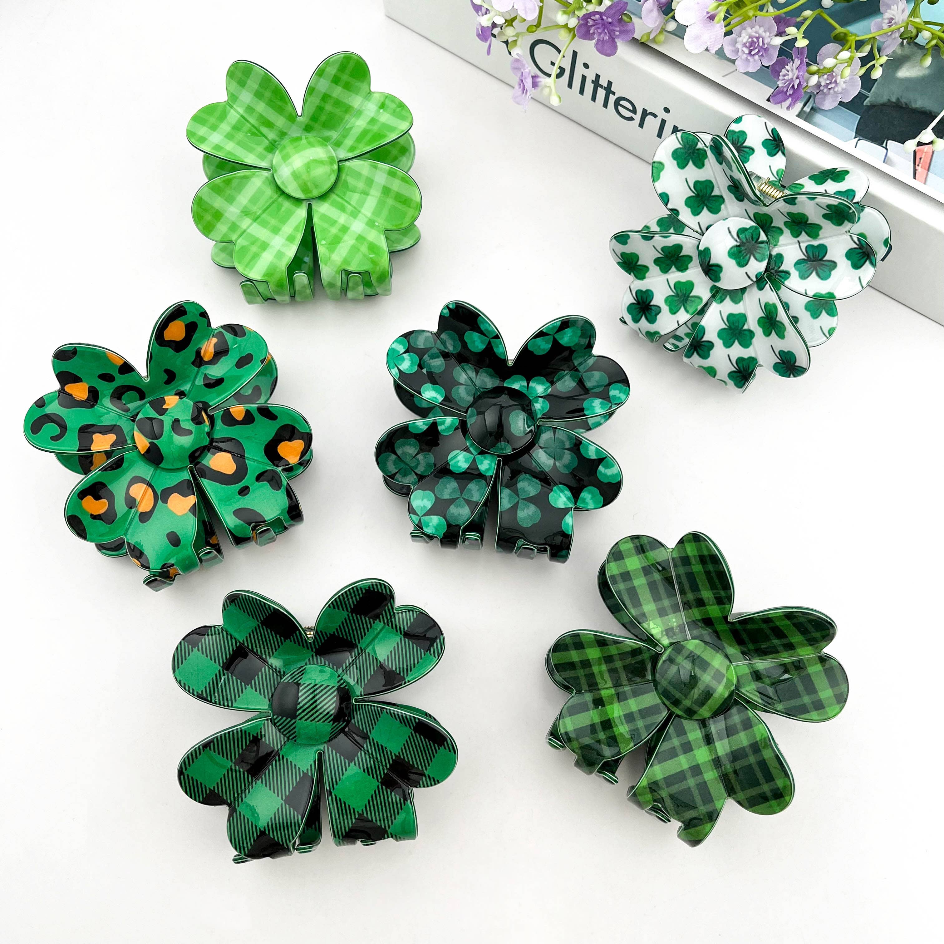 SoapElenGlen - Wholesale Hair Clip - Women's - Four-leaf Clover Claw Clip, St. Patrick's Day Hair Clip9