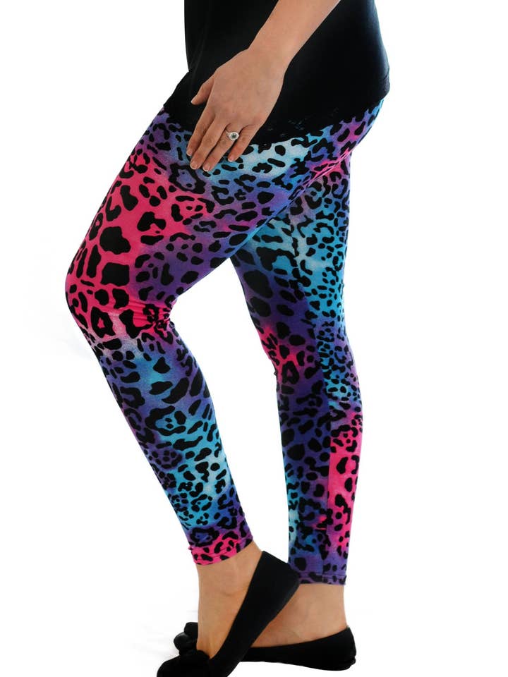 7047 Neon Leopard Print Full Length Leggings for wholesale by NOUVELLE