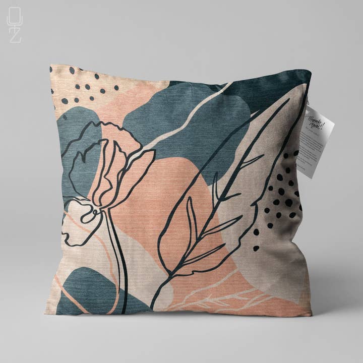 Fundas de almohada con estampado abstracto de hojas rosas y grises para venta al por mayor de OyzShop