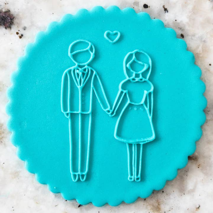 Wedding Couple Holding Hands Biscuit Cookie POPup Embosser Stamp for wholesale by Cut Bake Stamp