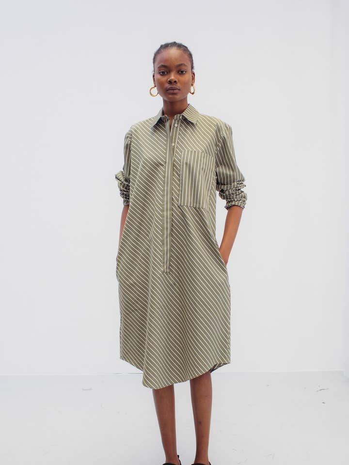 Organic Cotton Popeline Dress Keila Sage for wholesale by Mykke Hofmann