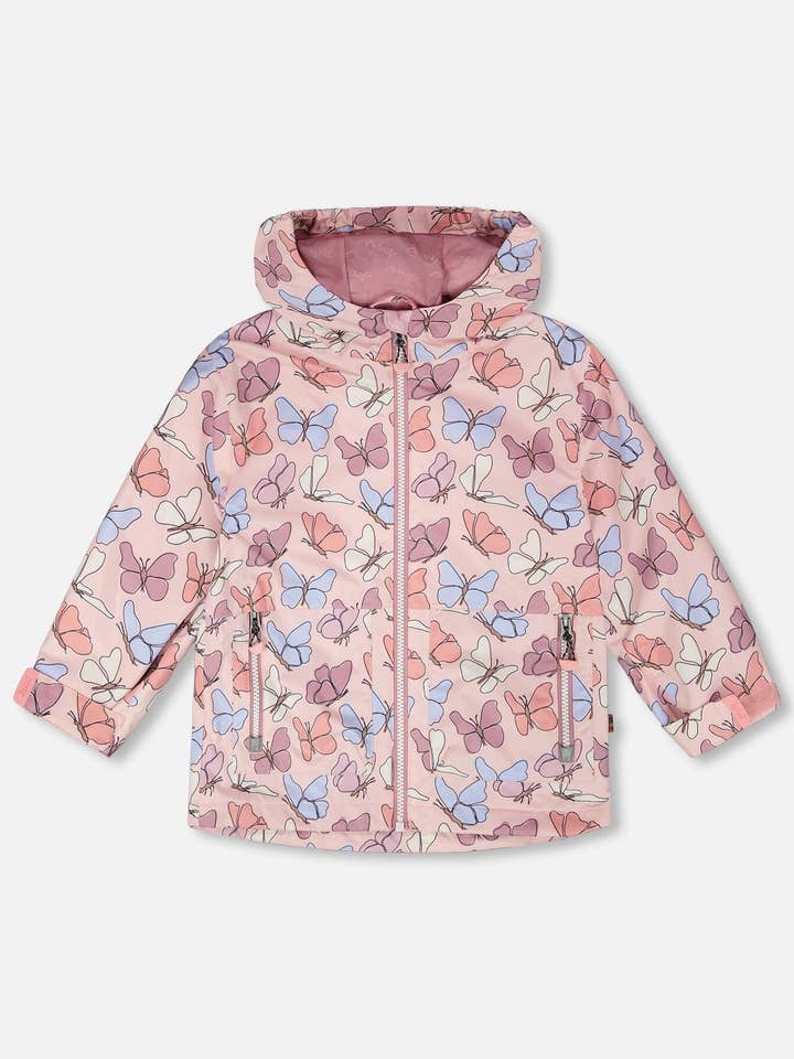 Veste mi-saison rose imprimée papillons pour la vente par Deux par Deux