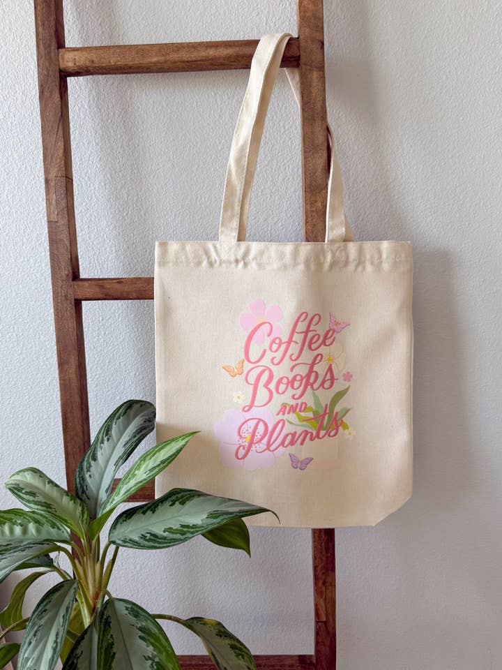 Bolsa de tela de café, libros y plantas para venta al por mayor de Birdie & Co.