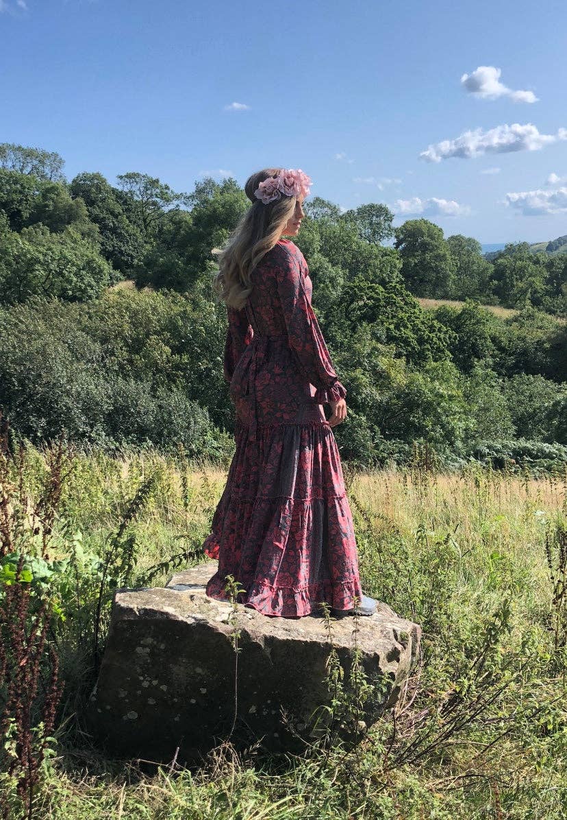 Bella Rea Swim - Wholesale Dress - Women's - Long Sleeve Bohemian Silk Dress1