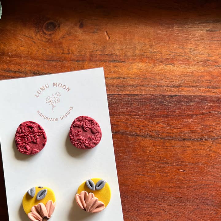 Grace Floral Earrings - 2 Pair Stud Pack for wholesale by Lumu Moon Handmade Designs