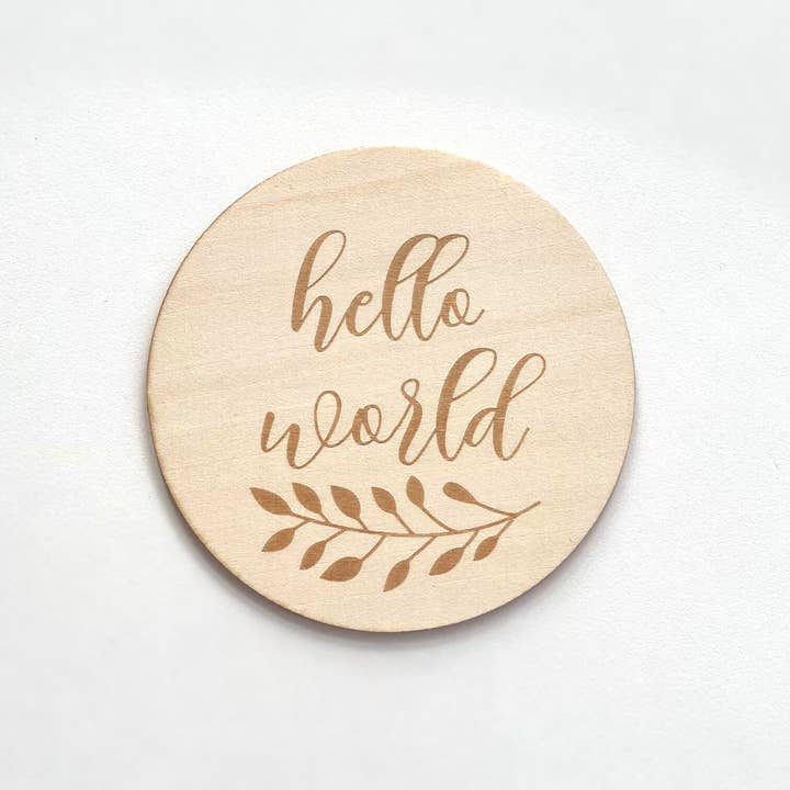 Baby Announcement Sign - Hello World Eucalyptus for wholesale by GEOPLE HOME & BABY