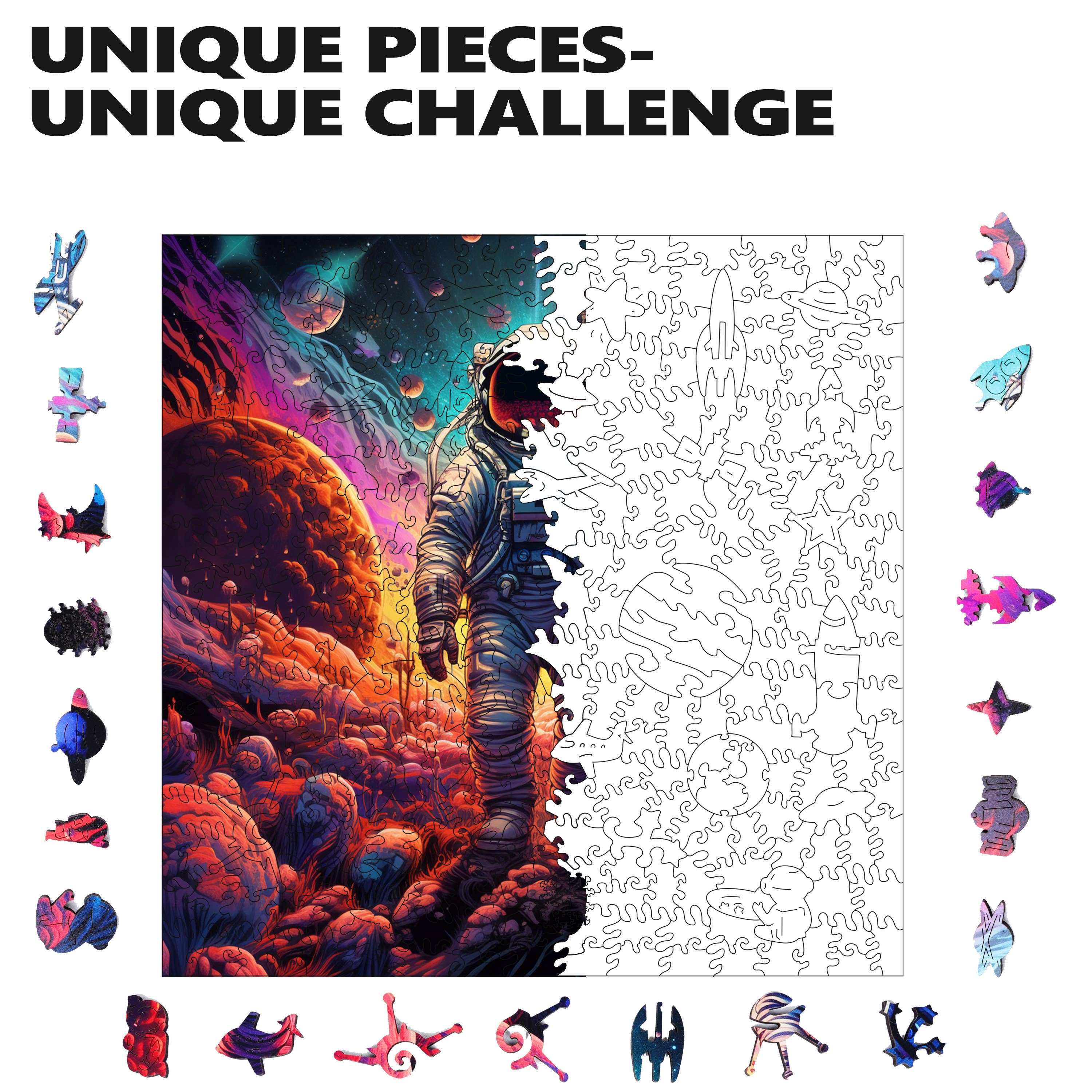 Trippy Puzzle Co - Wholesale Puzzle - Adult - Galactic Groove Wooden Jigsaw Puzzle 300PC4