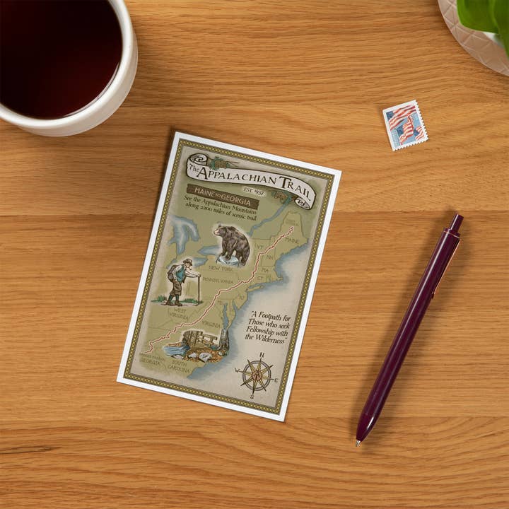 Lantern Press - Wholesale Postcard - PREMIUM POSTCARDS Appalachian Trail Map1