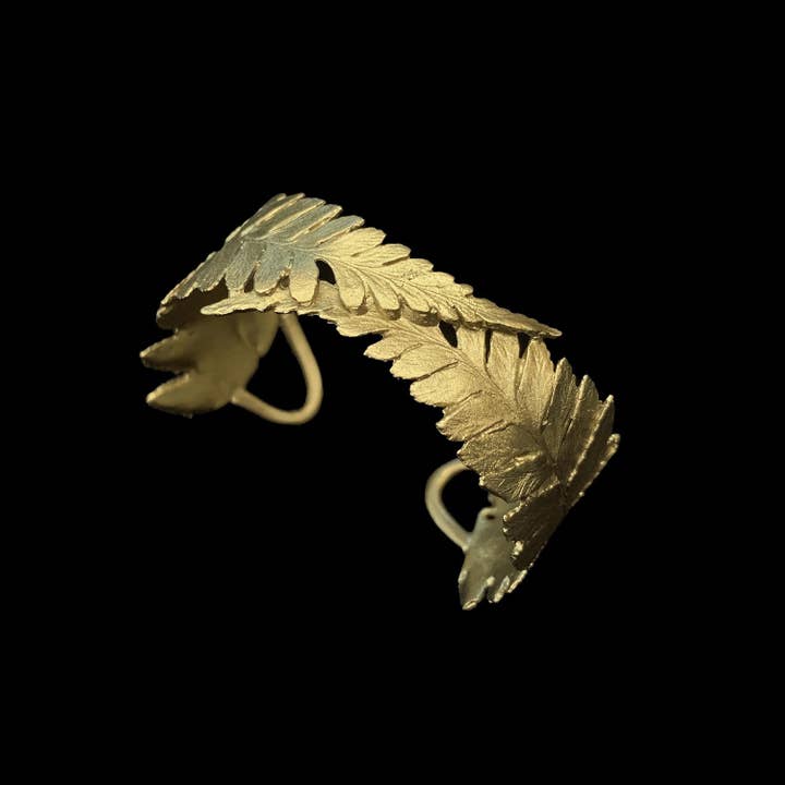 Cast Bronze Fern Cuff Bracelet with Layered Metals for wholesale by Michael Michaud