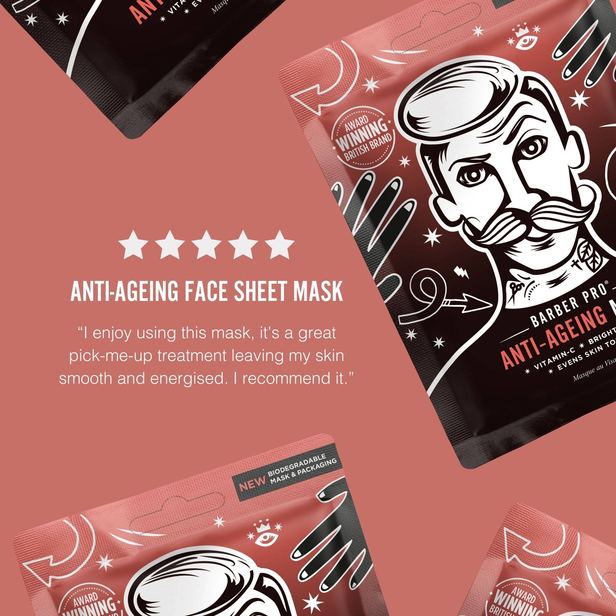 BARBER PRO - Wholesale Gezichtsmasker - Heren - BARBER PRO ANTI-AGEING gezichtsmasker - 100% biologisch afbreekbaar5