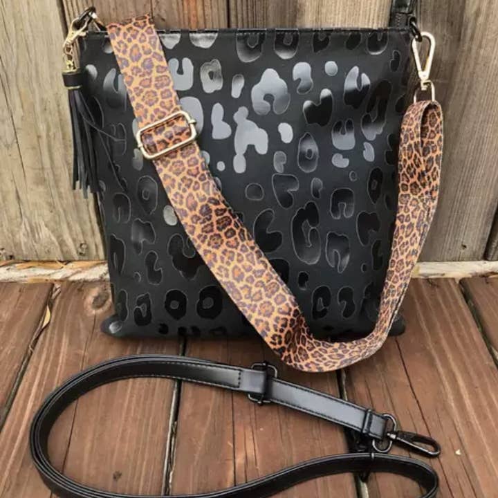 Leopard print crossbody womens handbag - Color Black for wholesale by Arniyara