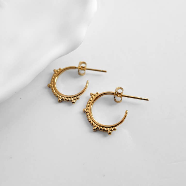 Bobble Half Hoop Earrings - Waterproof for wholesale by Augusta Jewellery