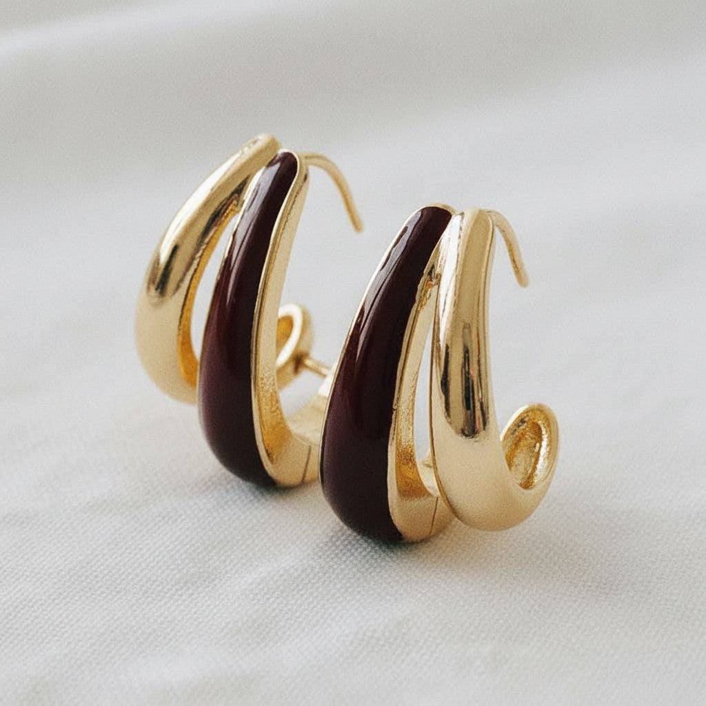 Ellemadera - Wholesale Dangle Earrings - Geometric Red Design Drop Earrings1