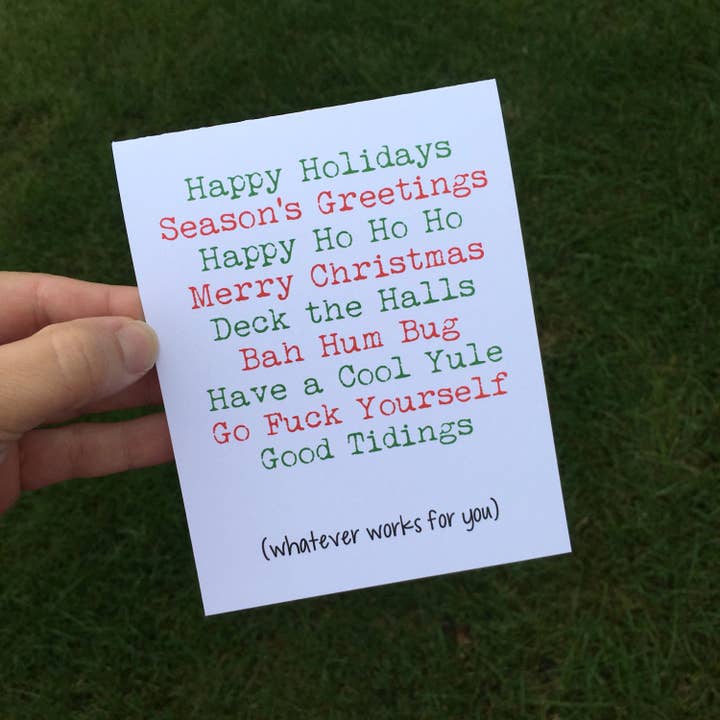 Carte de vacances amusante, carte de Noël drôle, carte de vacances inappropriée, carte de vacances vierge, carte de vœux saisons, carte Bah Humbug pour la vente par Personal Paper Hugs