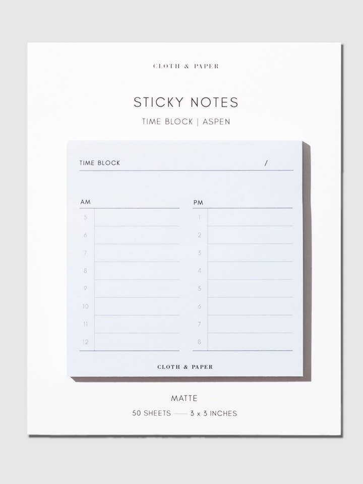 Time Block Sticky Note for wholesale by Cloth & Paper