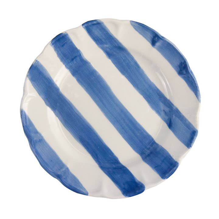 Italian ceramic plates - Blue stripes for wholesale by Molleni