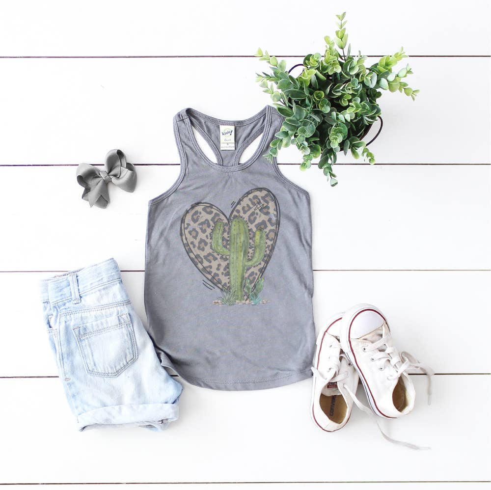 GLITTER AND GLAM - Wholesale Tank Top - Kids - Leopard Heart with Cactus Infant/Toddler Top0