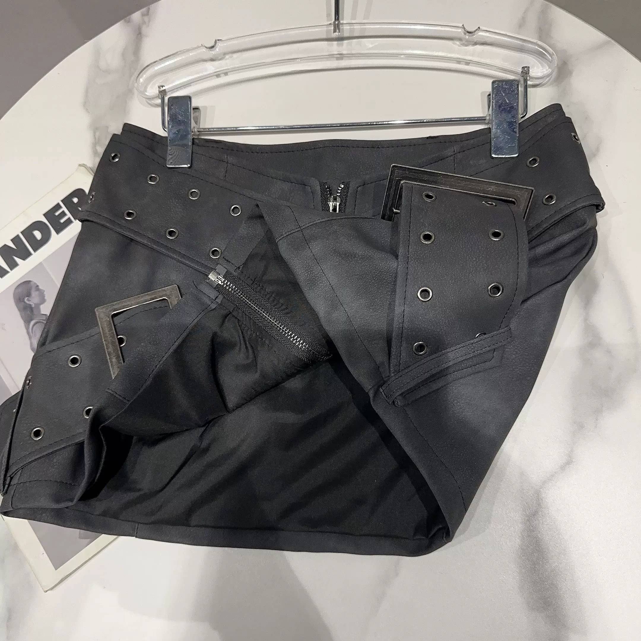 Productseeker - Vente Jupe – femme - Jupe Mini SK79Y PU avec Large Ceinture Croisée – Style Urbain6