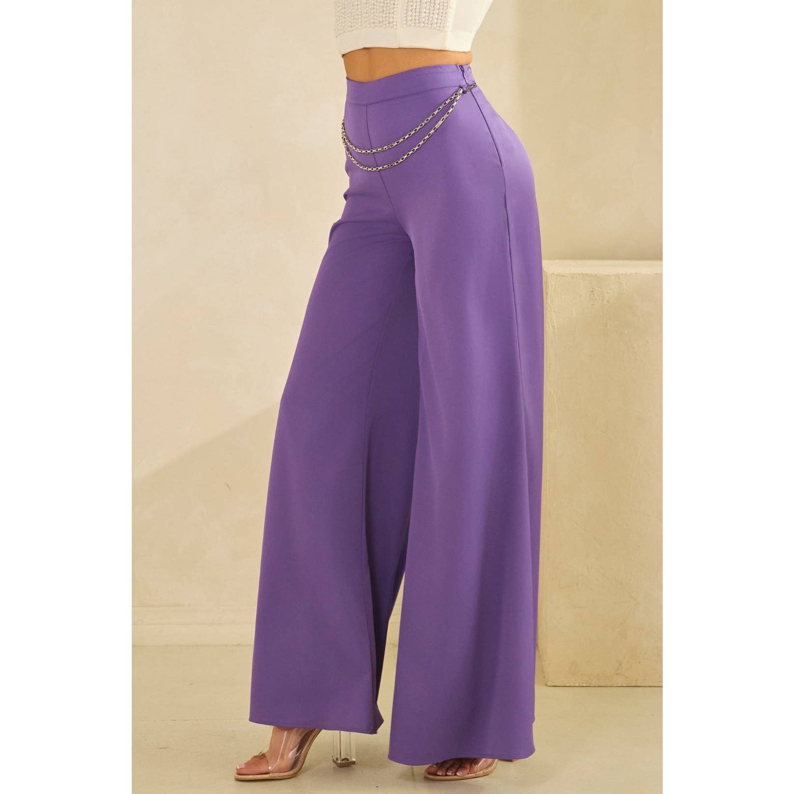 The Sang - Wholesale Pants - Women's - CHAIN DETAIL WIDE LEG PANTS10