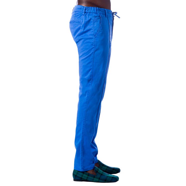 BLEU Pantalon chino avec taille à cordon - Bleu en vente sur Faire1