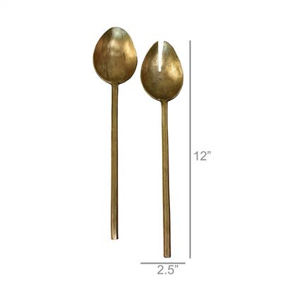 HomArt - Wholesale Serving Utensil - Hendrix Salad Servers, Brass - Antique Brass