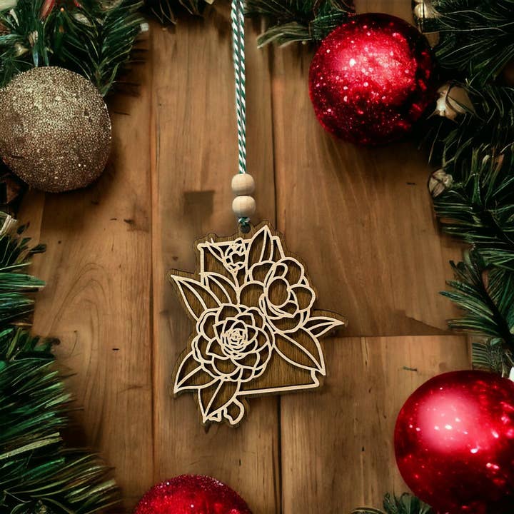 BoldLifeDesign - Wholesale Ornament - Alabama State Flower Ornament - Camellia Ornament2