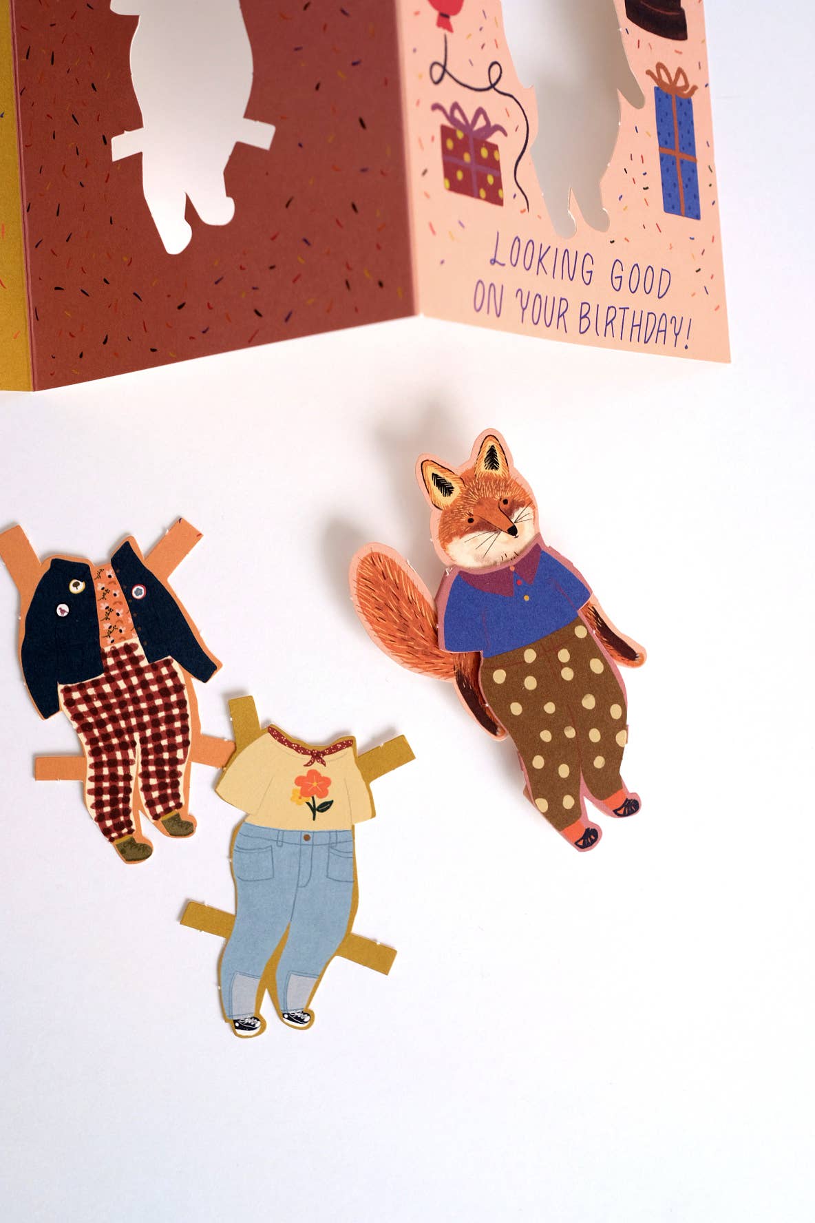 Small Adventure - Wholesale Birthday Card - Fox Paper Doll Birthday Card2