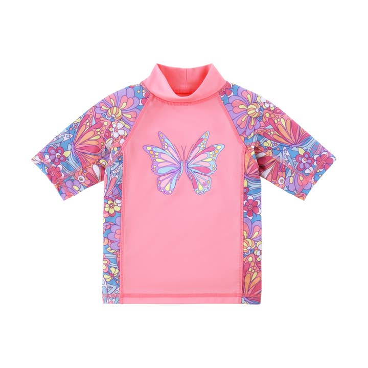 Girl's Short Sleeve Sunny Swim Shirt for wholesale by UV Skinz