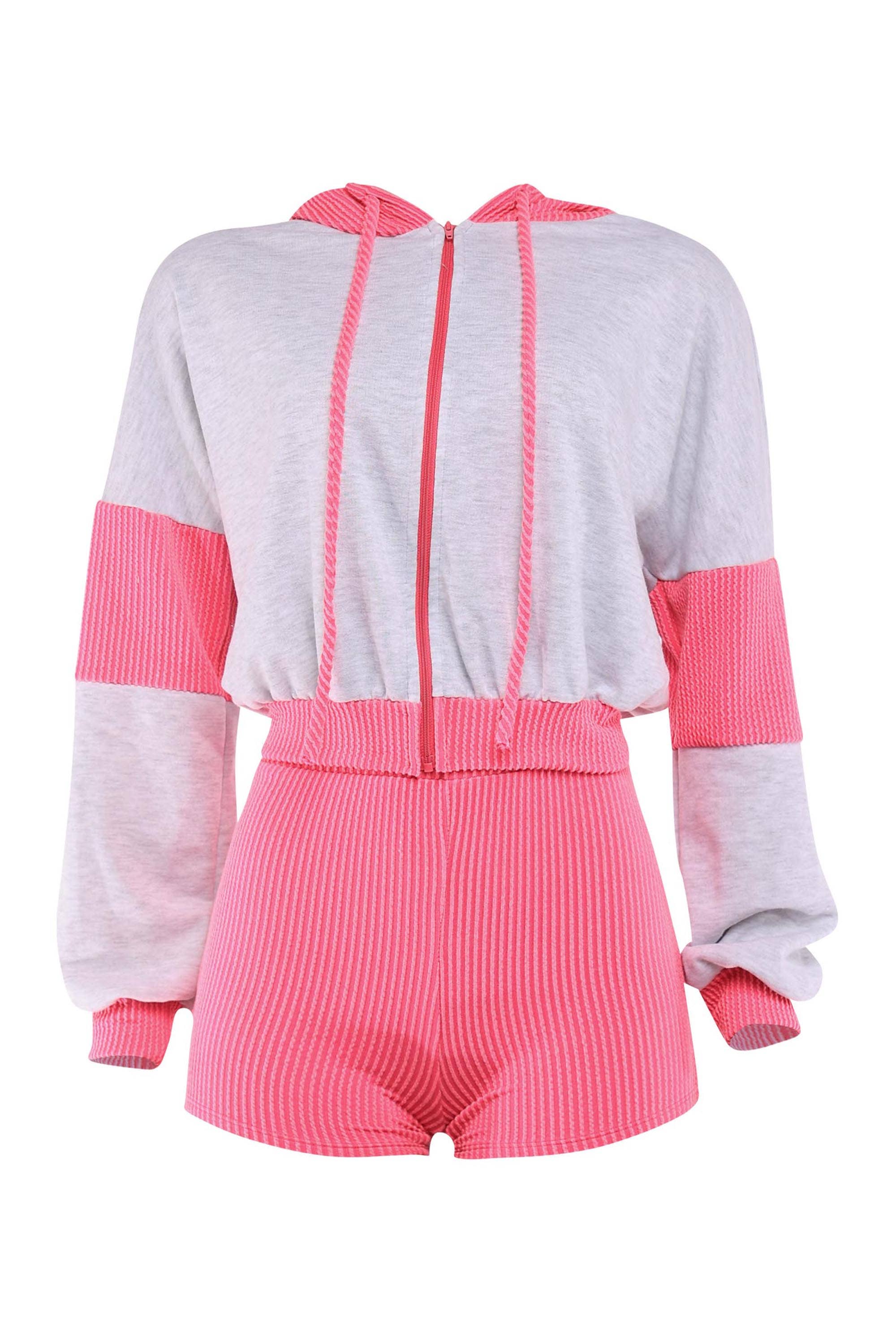 K Too - Wholesale Top & Short Set (NOT Loungewear) - Women's - Color block hoodie & shorts set10