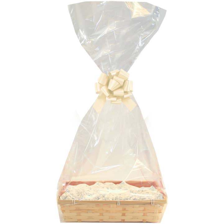 5 x Gift Hamper Kits - Bamboo Baskets, Shred, Bow, Bag, Tag for wholesale by Candi Gifts