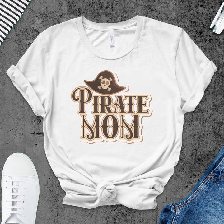 Women's Pirate Mom T-Shirt, Funny Pirate Themed Shirt for Moms, Casual Graphic Tee, Mom Life, Gift for Her, Mother's Day Present for wholesale by FreakyTeeFactory