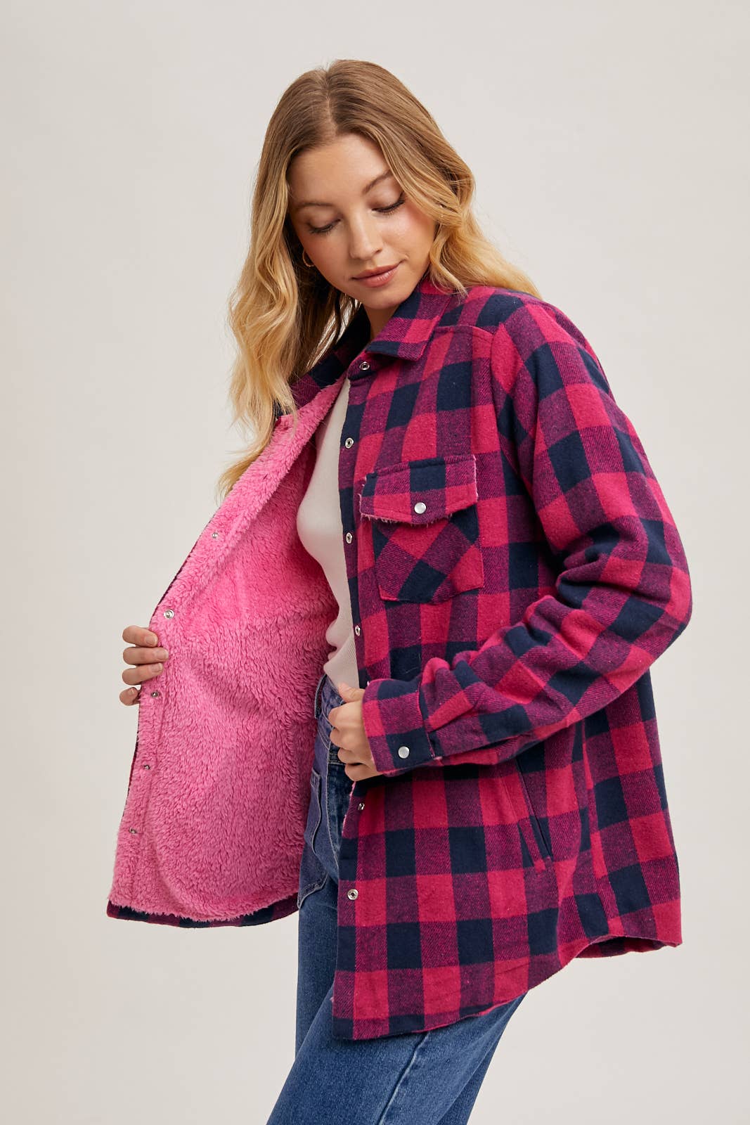 Bluivy - Vente Veste-chemise – femme - VESTE À CARREAUX BUFFALO DOUBLÉE EN SHERPA5