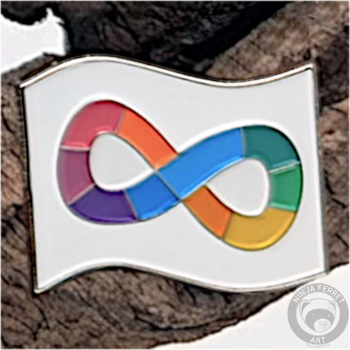 Neurodiversity Infinity Mosaic Pin - Rainbow for wholesale by Ninja Ferret Art