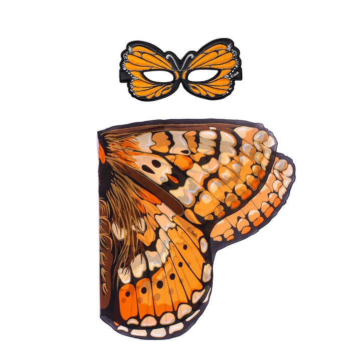Marsh Fritillary Butterfly Wings + Mask for wholesale by DREAMY DRESS-UPS®