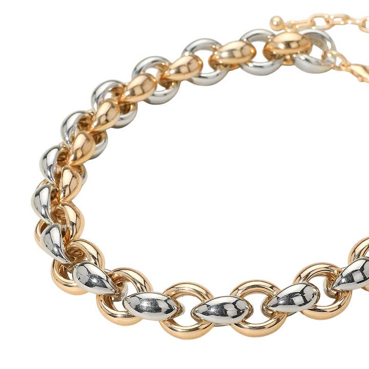 Sensibling Corp. - Wholesale Link & Chain Necklace - Chunky Two Tone Interlink Metal Chain Necklace1