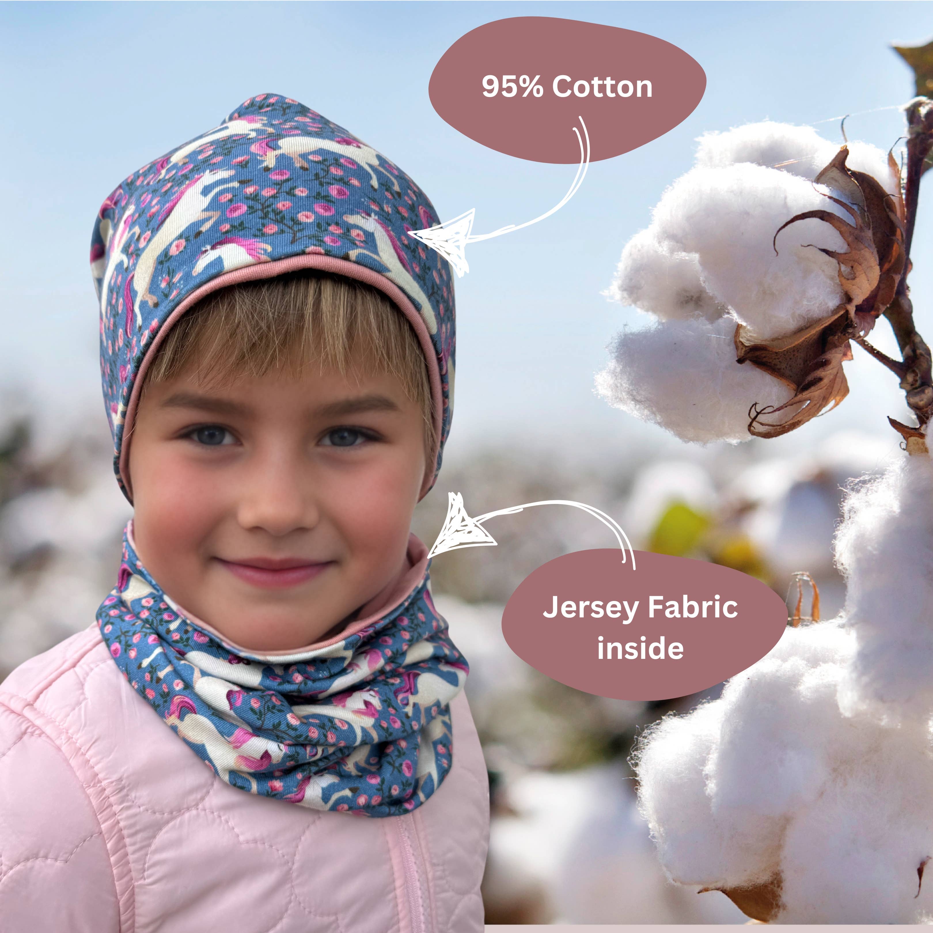 HECKBO - Wholesale Beanie - Kids - Children's Beanie Hat & Scarf Set Horse Reversible 2-8 Years3