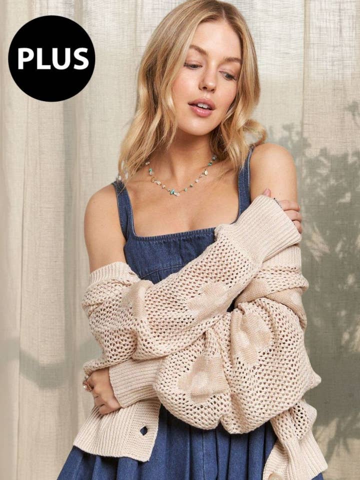 PLUS LIGHTWEIGHT FLORAL CARDIGAN - CESW3607X for wholesale by ADORA LA