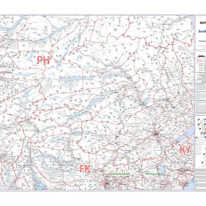 Scottish Highlands (South) Postnummer Väggkarta för wholesale av Map Marketing Limited